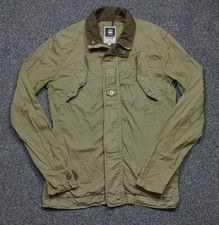 G star raw denim mens jacket khaki green benin utility military overshirt M