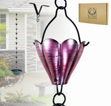 U-nitt Rain Chain Water Catcher, 8.5ft Multi-Color Cups, Garden Downspout