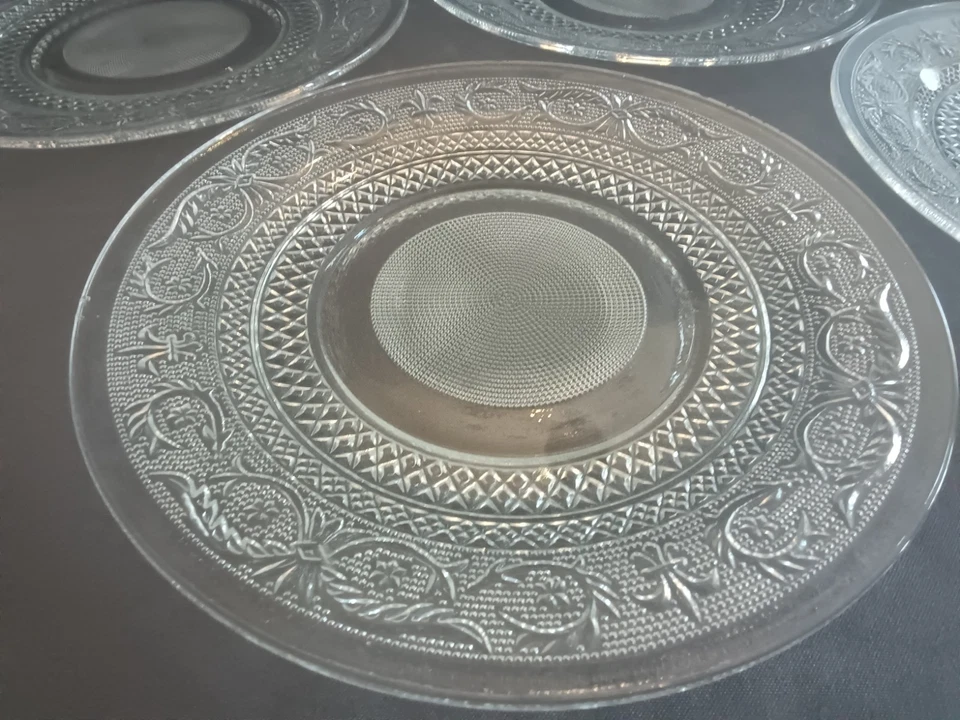 5 x Glasteller, Platzteller, Pressglas, KIG Malaysia - Bild 2 von 4