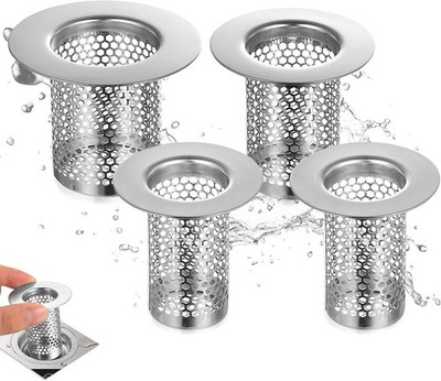 4 STK Haarsieb Abflusssieb Dusche Haare, Edelstahl Haarsieb Waschbecken Sieb