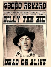 Wanted Poster Billy The Kid  $5000 Reward 8.5 x 11  Collectable Digital Print