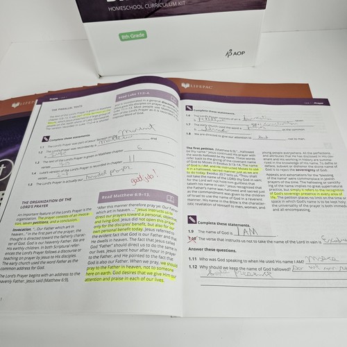 Lifepac Grade 8 Homeschool Curriculum Kit Bible Lightly Used - Foto 7 di 19