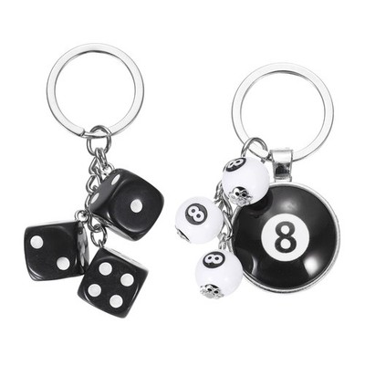 Lucky 8 Ball Keychain Mit Würfel Schlüsselanhänger Charm Stil 2 Weiß/Schwarz