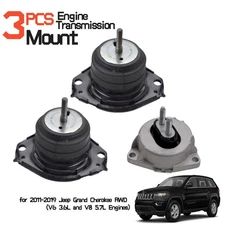 3pc Engine Mount Kit for 11-19 Jeep Grand Cherokee RWD V6 3.6L V8 5.7L Motor