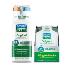 SmartMouth Original Activated Oral Rinse and Box of Travel Packs Fresh Mint