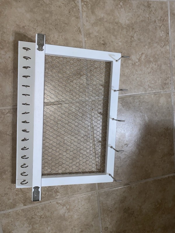 Bee Hive Inner Cover with Screened Center, Chicken Wire Mesh & Metal Hooks