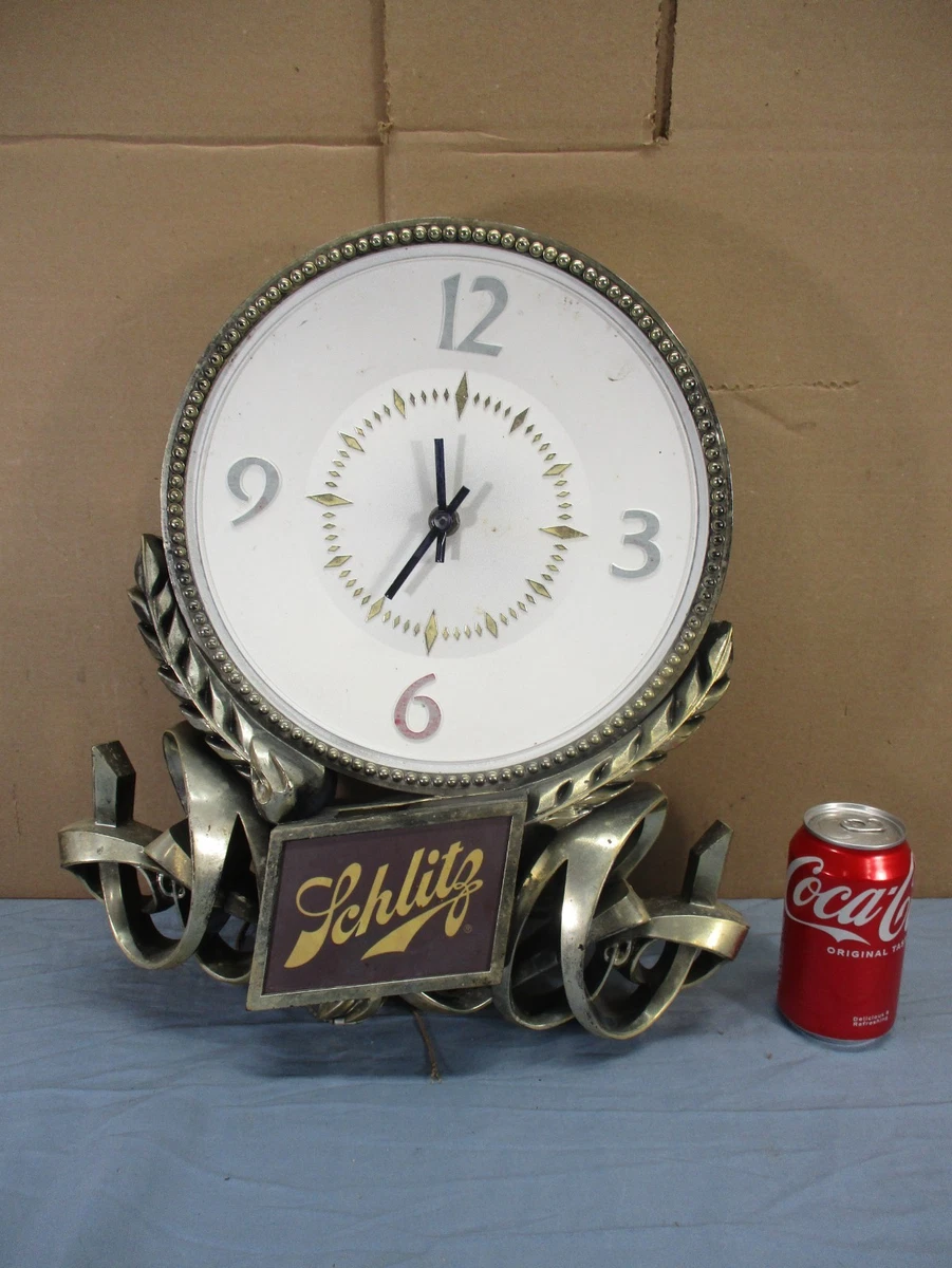 Vintage Beer Sign Clock In Collectible Schlitz Signs & Tins for