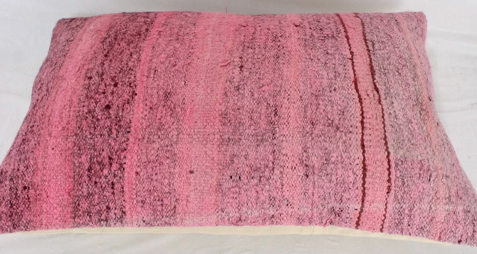 Funda Almohada Lumbar Turca Kilim 16x24 Rosa Kilim Sofá Cojín Foto 3 de 4