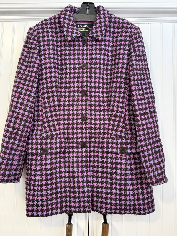 Vintage Escada For Neiman Marcus Wool Houndstooth Jacket Size 42