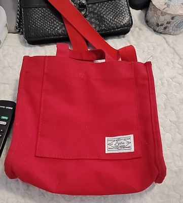 Letu Crimson Mini Tote Bag Crossbody Canvas Small Purse Handbag Red