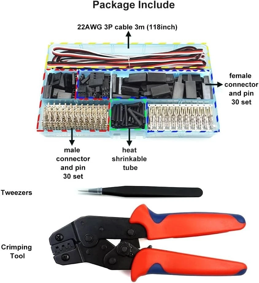 Kit de 30 juegos de servo conectores con herramienta de prensado para modelos Futaba JR Hitec RC Foto 4 de 4