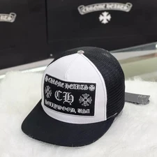 New Chrome Hearts CH Black White Trucker Hat Adjustable Snapback Streetwear Cap