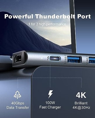 UtechSmart 7-in-2 USB C Hub Adapter, 4K HDMI Gray