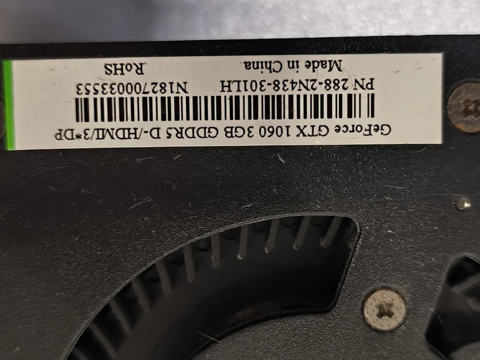 NVIDIA GeForce GTX 1060 3GB Graphics Card - Used, Fully Working - Image 2 of 4