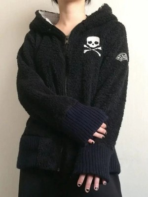 Damen Flauschiger Kapuzenpullover Gothic emo plüsch warm herbst Jacke Winter