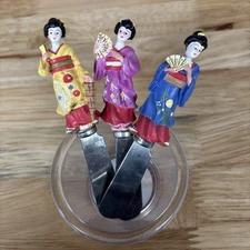 Vintage Geisha Cheese Spreader Set Of 3 Boston Warehouse 