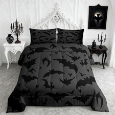 Kids Halloween Comforter Set Full Size Bat Bedspread Bedding Halloween Decor