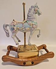 Vintage Musical Carousel Spinning Rocking Horse Plays "Carousel Waltz" Tune