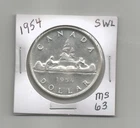 **1954** SWL Canadian Silver Dollar - MS63 or better