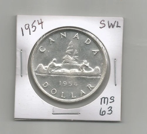 **1954** SWL Canadian Silver Dollar - MS63 or better