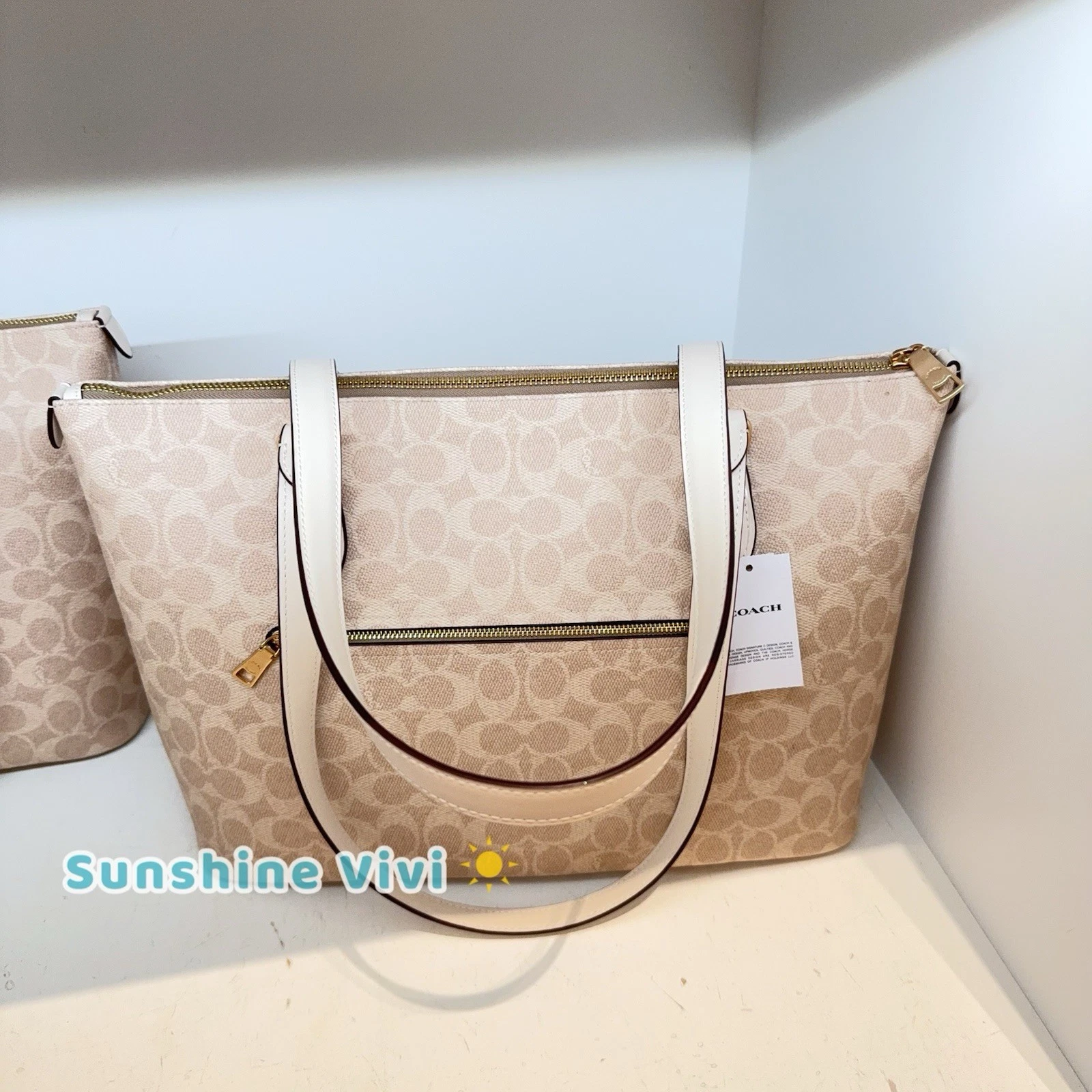 Borsa Coach Gallery nuova con etichetta in tela firmata CW381 sabbia gesso