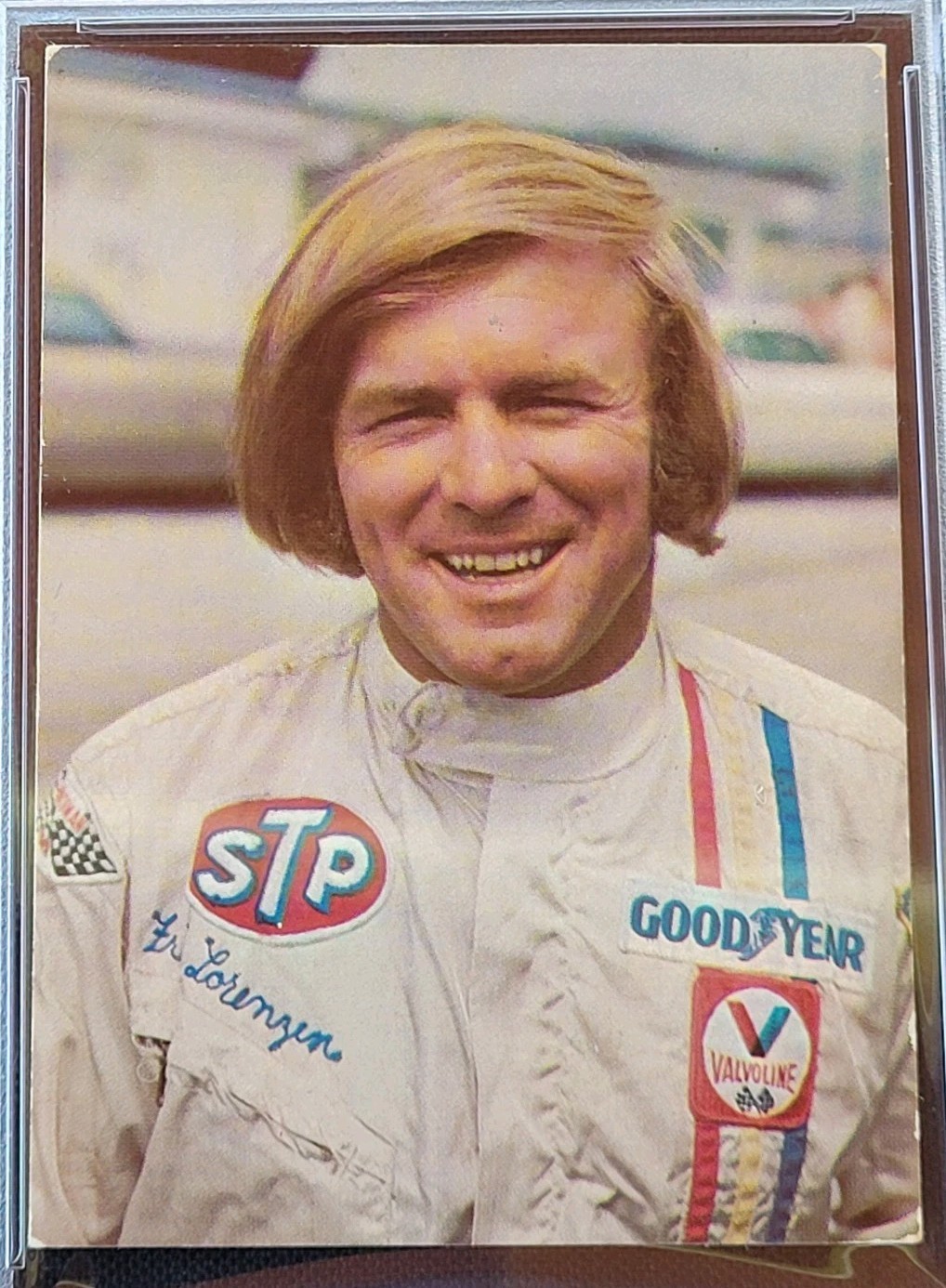1972 STP Corporation Fred Lorenzen NASCAR Rookie Card Graded PSA 2 GOOD view 2