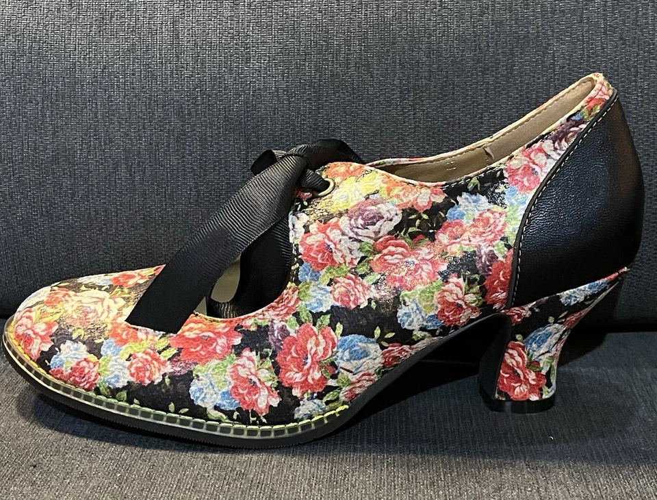 Zapatos Mary Jane con moño floral para mujer 2” tacones talla 8,5/39 estilo vintage Foto 4 de 4