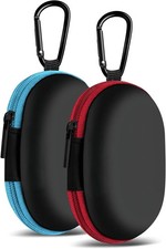 for Earbuds Carrying Case, 2Pack, Red Blue Small Oval Storage Cases,