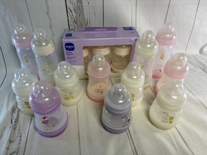Baby Girl MAM Bottle LOT 15 Pink Purple Cream 5-9 oz Some New Bottles Newborn