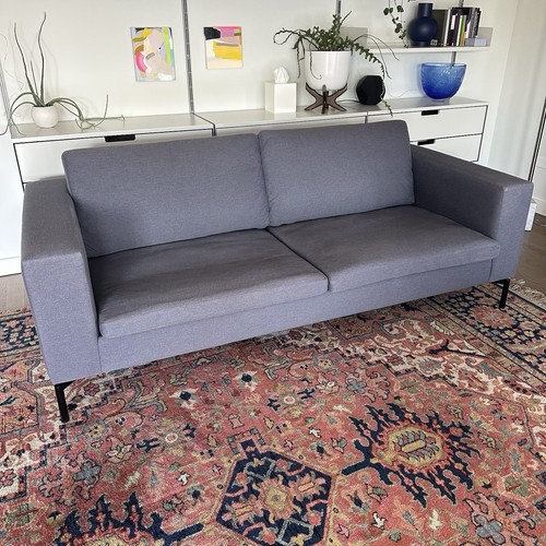 Blu Dot New Standard 78" Sofa in Nixon Blue with Black Steel Legs and Base - Picture 2 of 16