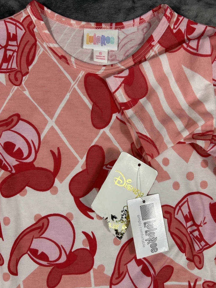 Lularoe Kids Disney Irma Tunic Top - Size 6 NEW with tags Red/Pink Donald - Image 3 of 4