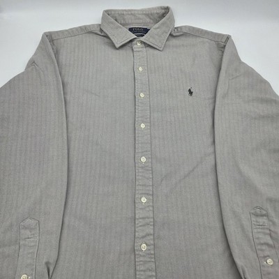 Polo Ralph Lauren Oxford Slim Fit Mens XXL 2XL Black Pony Gray Long Sleeve Shirt