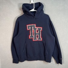Tommy Hilfiger Navy Blue Logo Hoodie Mens Size Large Sweatshirt Pullover
