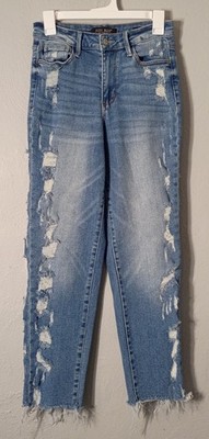 Judy Blue Women's Skinny Distressed Jeans - Blue- 1/25 (Actual 25/26 1/2)