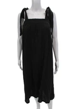 Bella Dahl Womens Cotton Shoulder Tie Detail Trapeze Dress Black Size M