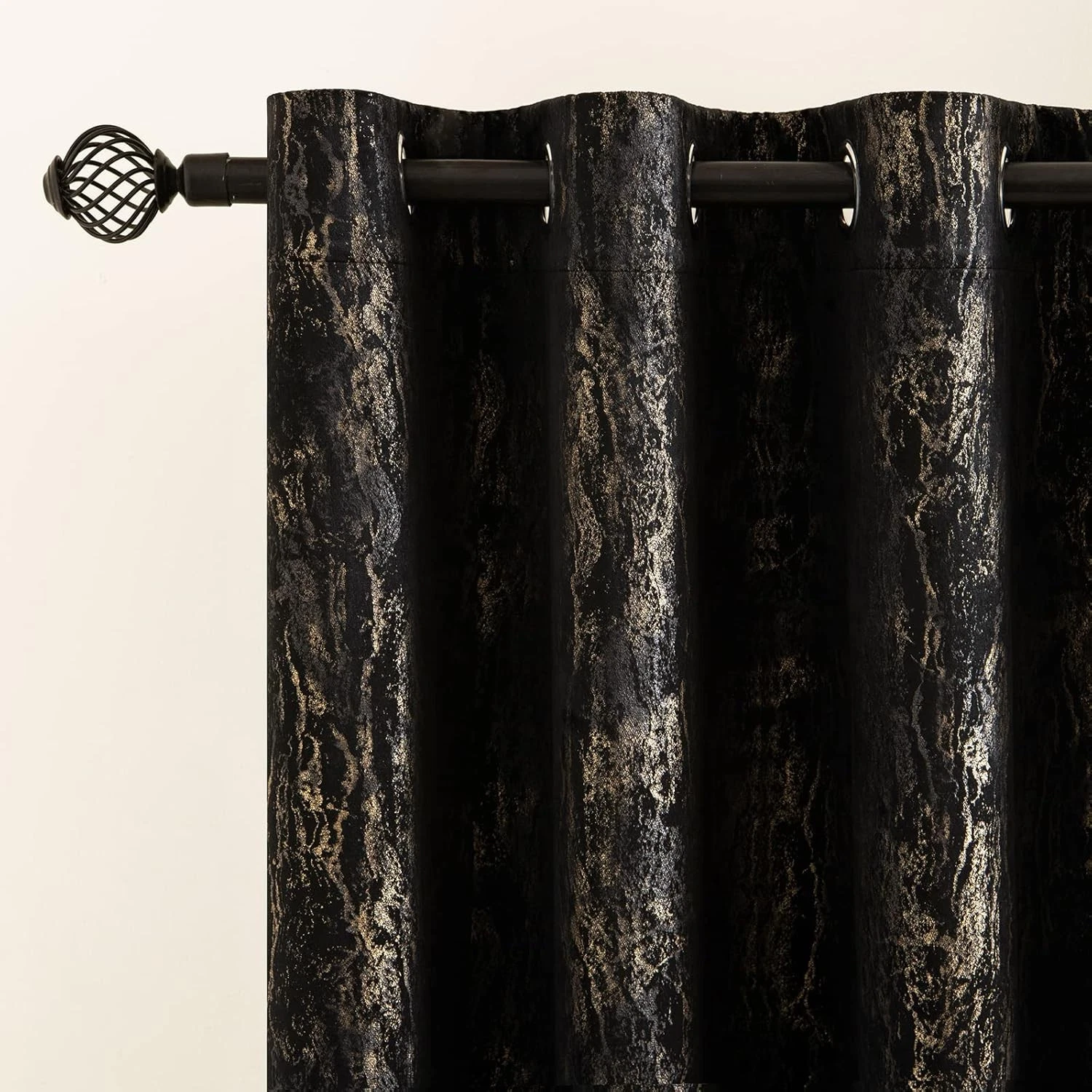 MIULEE Black Velvet Curtains with Gold Foil,2 W 46 x L 54 (2 Panels),