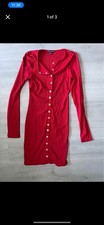 NWOT fashion nova red medium button down dress