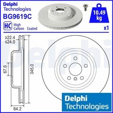 2x Bremsscheibe Delphi BG9619C 2 Bremsscheiben Hinterachse Hinten für BMW