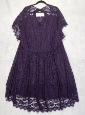 Torid Dress 30 5/6 5X 6X NEW Purple Lace A-Line Knee Length Tea High Low Boho