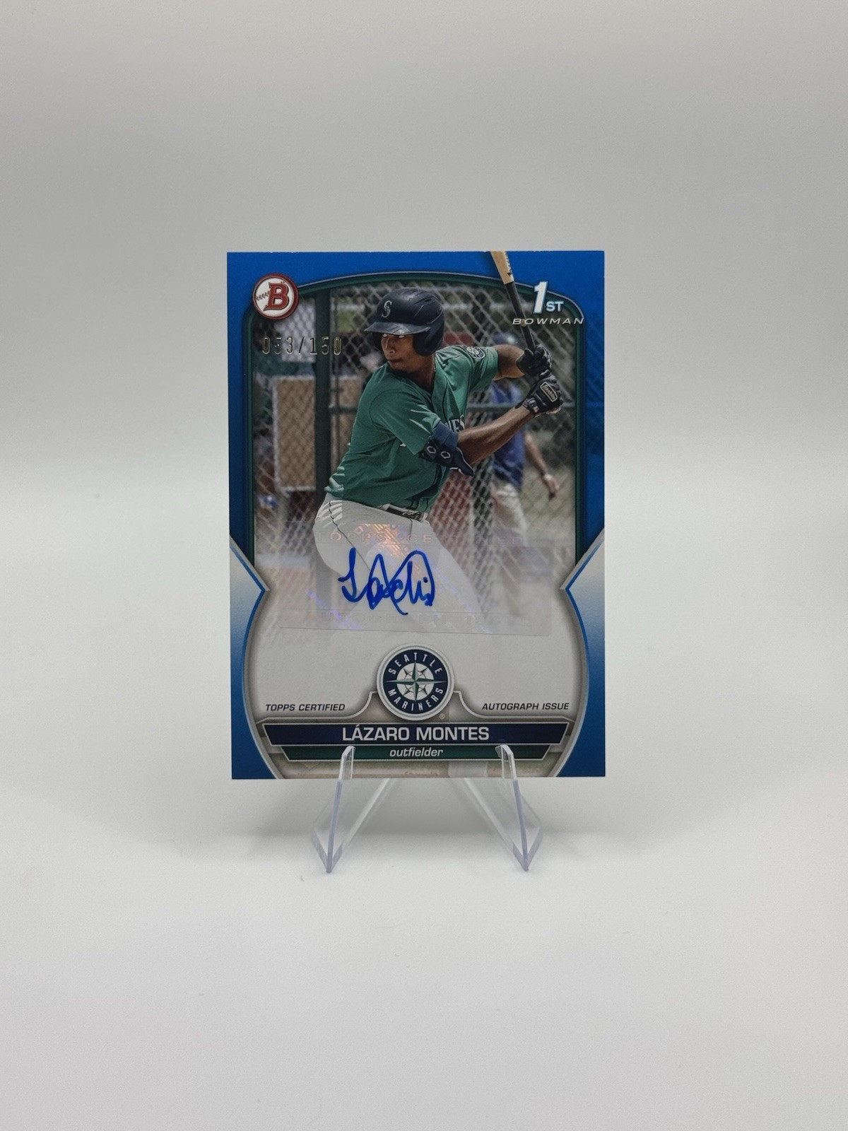 2023 Bowman Chrome Prospects Lazaro Montes 1st Blue Auto /150 Seattle Mariners