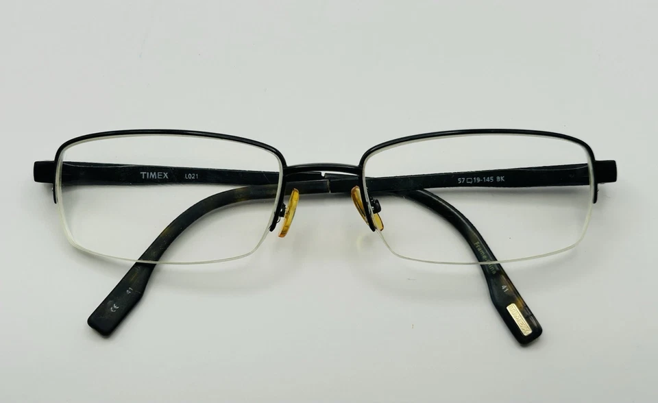 Timex Eyeglasses Frames L021 Black Rectangular Half Rim 57-19-145 - Image 2 of 4