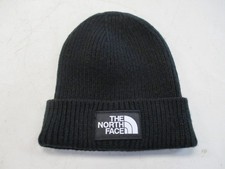 NORTH FACE UNISEX LOGO BOX KNIT CUFFED BEANIE HAT SIZE ONE SIZE BLACK NF0A3FJX