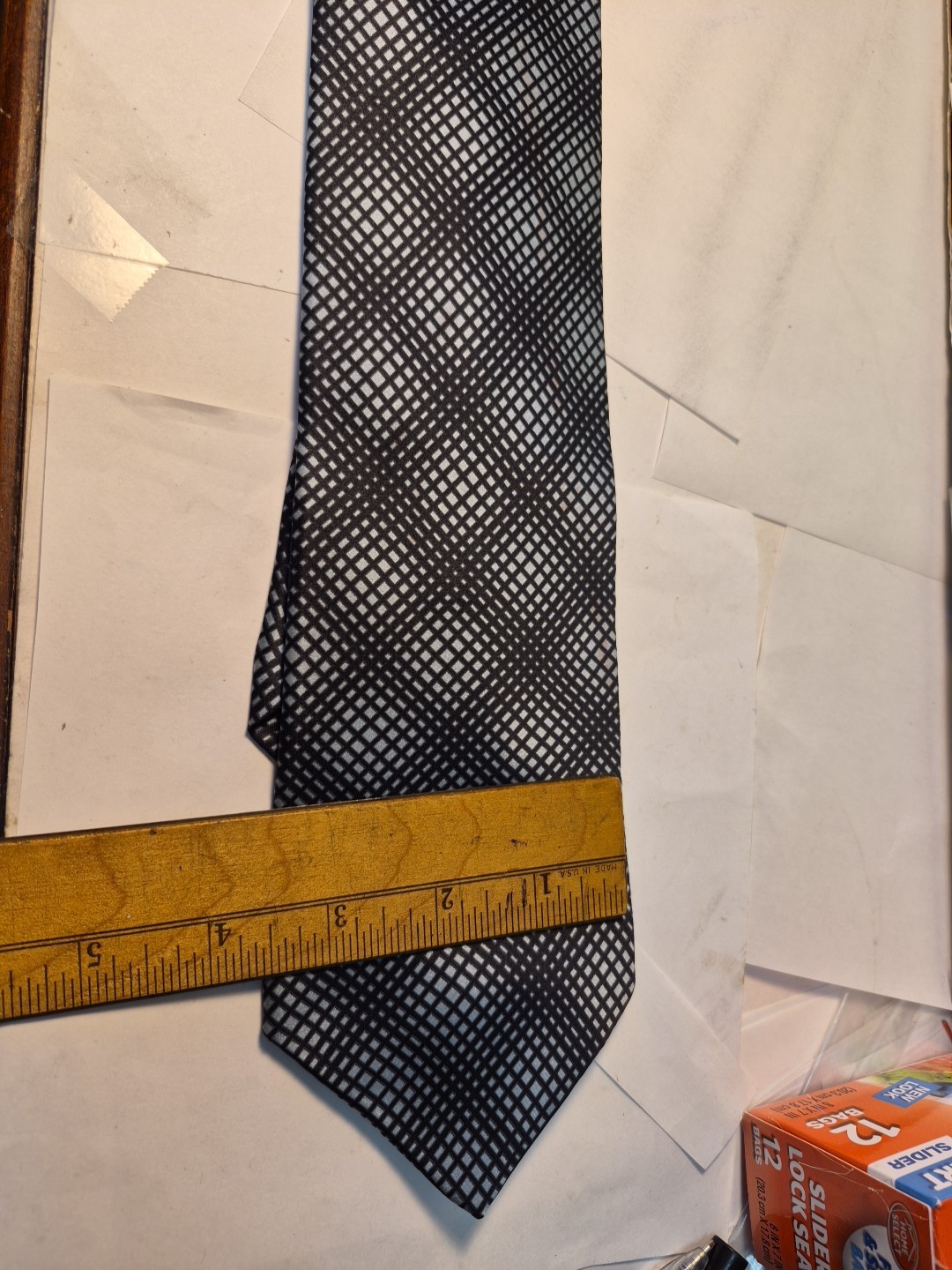 DKNY 100% Silk Grid Geometric Pattern Multicolor … - image 2