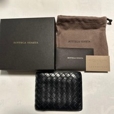 Bottega Veneta Intrecciato Wallet Bifold Leather Unisex Box Black Made in Italy