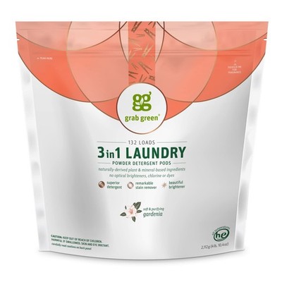 Laundry Detergent Pods 132 Loads Gardenia Essential Oils 74.5Oz White Organic
