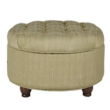 Home Decor |N8264-F1077 | Button Tufted Woven Round Storage Ottoman | Ottoman...