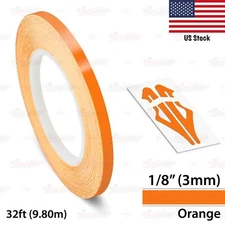1/8" Roll Vinyl Pinstriping Pin Stripe Solid Line Tape Decal Sticker 3mm ORANGE