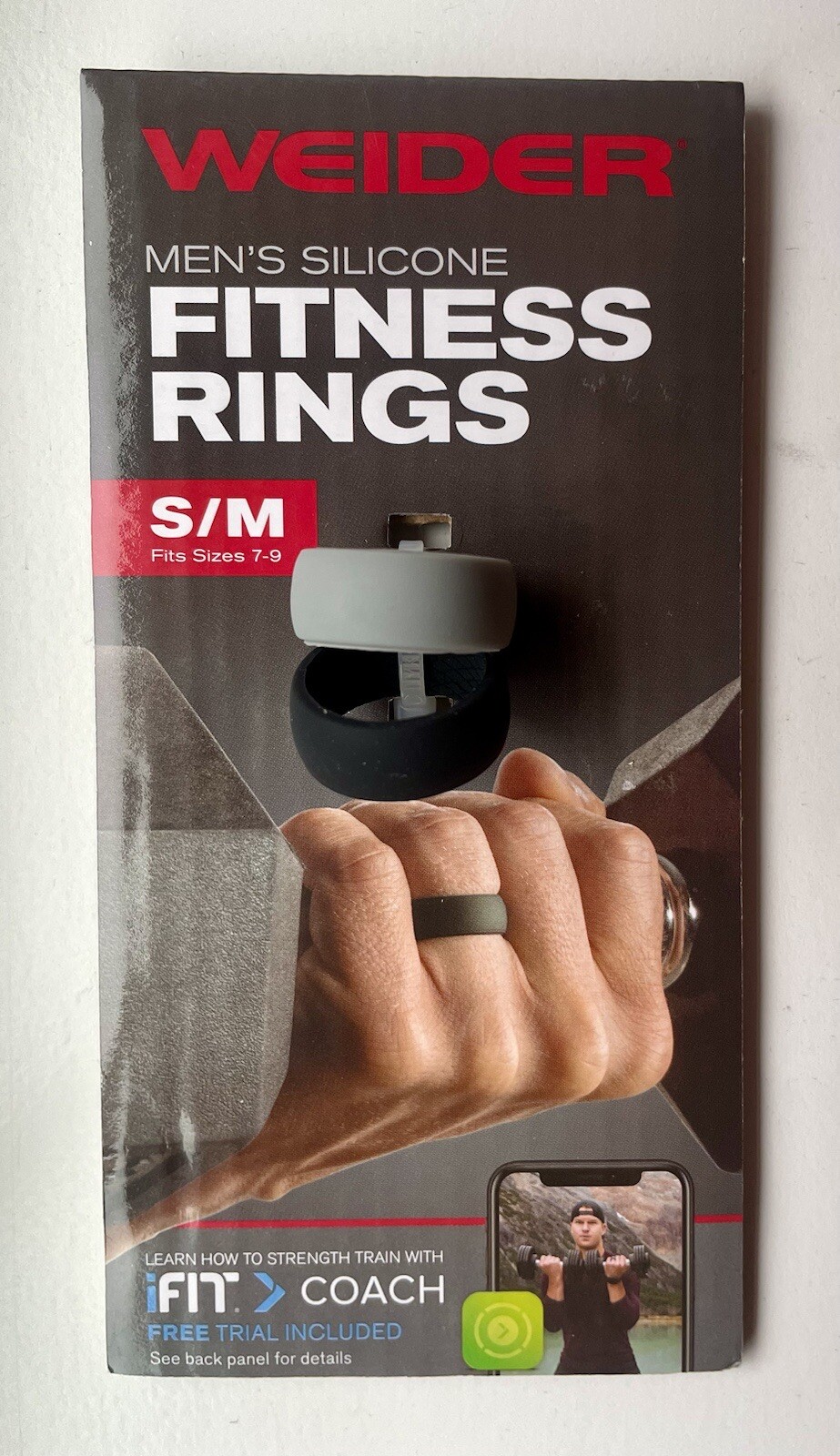 Men's Weider Silicone Fitness Rings Black/Grey Small/Medium(79) for