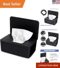 Refillable Wipe Container - Portable Black Wipes Dispenser with Sealing Lid