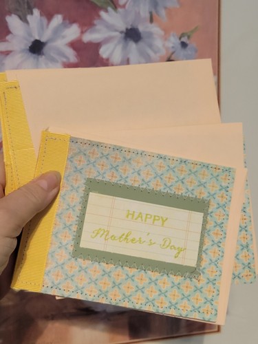 Happy Mother's Day Card Handmade A2 Greeting Card Peach, Green, Yellow - Picture 7 of 8